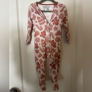 Cozy Cream One-Piece Footie Pajamas with Rust Holiday Print